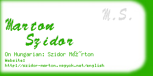 marton szidor business card